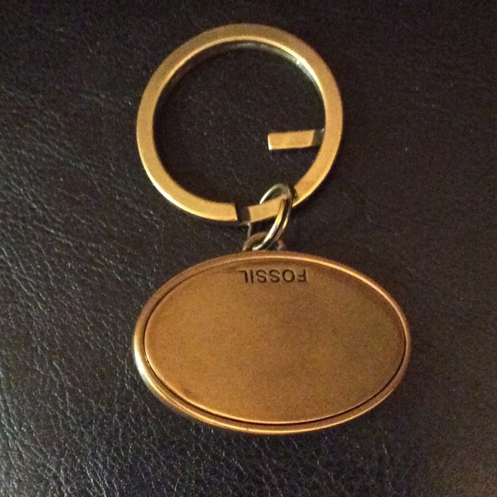 Fossil gold tone pink keychain bag charm - Picture 3 of 4